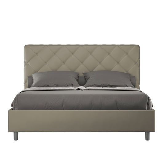 BS COM Letto matrimoniale contenitore doppia alzata imbottito 160x190 similpelle cappuccino
