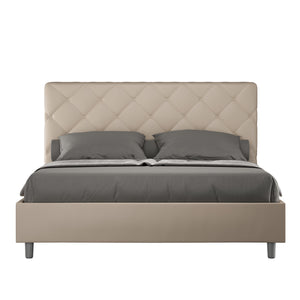 BS COM Letto matrimoniale francese senza rete imbottito 140x190 similpelle tortora