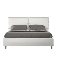 BS COM Letto matrimoniale contenitore imbottito 160x190 similpelle bianco