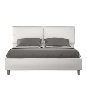 BS COM Letto matrimoniale contenitore imbottito 160x200 similpelle bianco