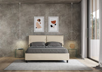 BS COM Letto matrimoniale contenitore imbottito 160x200 similpelle tortora