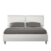 BS COM Letto matrimoniale contenitore doppia alzata imbottito 160x190 similpelle bianco