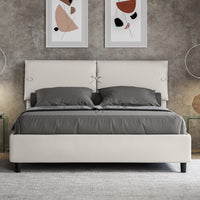 BS COM Letto matrimoniale contenitore doppia alzata imbottito 160x210 similpelle bianco