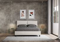 BS COM Letto matrimoniale contenitore doppia alzata imbottito 160x210 similpelle bianco