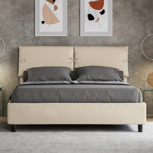 BS COM Letto matrimoniale contenitore doppia alzata imbottito 160x200 similpelle tortora