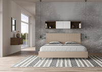 BS COM Letto matrimoniale king size contenitore imbottito 200x210 similpelle tortora