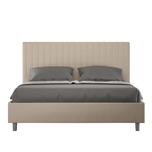 BS COM Letto matrimoniale contenitore imbottito 160x210 similpelle tortora