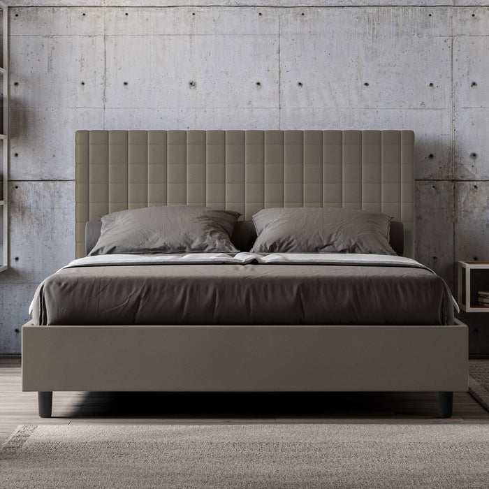 BS COM Letto matrimoniale contenitore imbottito 160x200 similpelle cappuccino