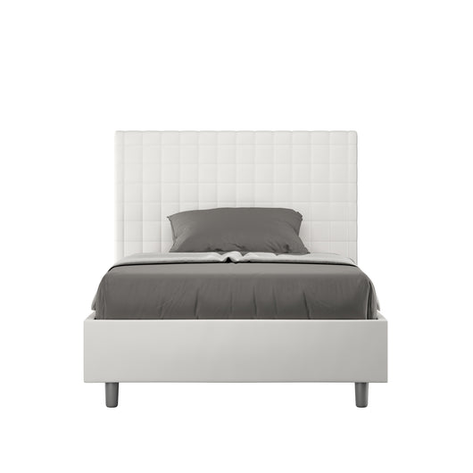 BS COM Letto una piazza e mezza contenitore imbottito 120x210 similpelle bianco
