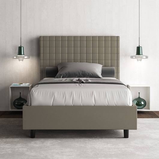 BS COM Letto una piazza e mezza contenitore imbottito 120x190 similpelle cappuccino