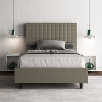 BS COM Letto una piazza e mezza contenitore imbottito 120x210 similpelle cappuccino