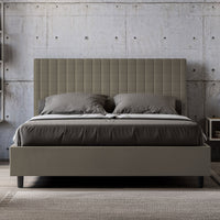 BS COM Letto matrimoniale contenitore doppia alzata imbottito 160x190 similpelle cappuccino