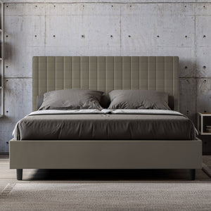 BS COM Letto matrimoniale contenitore doppia alzata imbottito 160x190 similpelle cappuccino