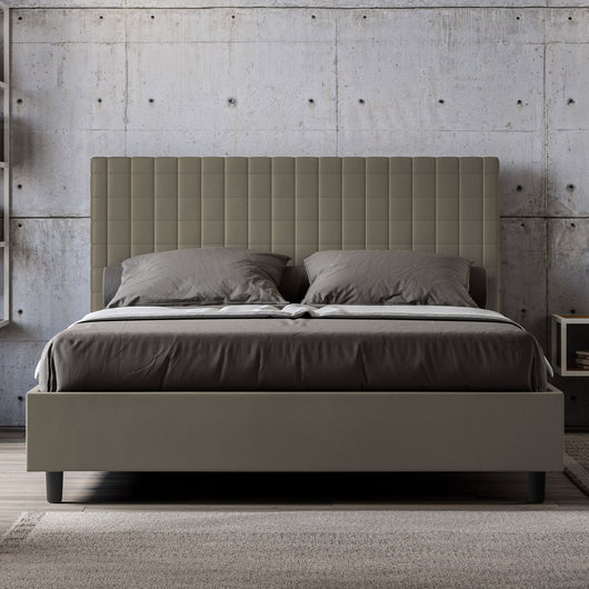 BS COM Letto matrimoniale contenitore doppia alzata imbottito 160x190 similpelle cappuccino