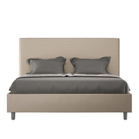 BS COM Letto matrimoniale francese senza rete imbottito 140x190 similpelle tortora