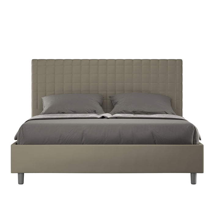 BS COM Letto matrimoniale contenitore doppia alzata imbottito 160x200 similpelle cappuccino
