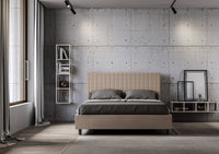 BS COM Letto matrimoniale contenitore doppia alzata imbottito 160x210 similpelle tortora