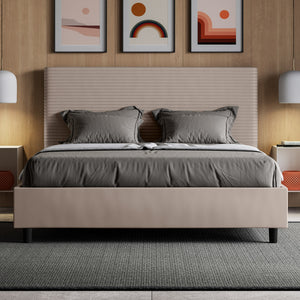 BS COM Letto matrimoniale francese senza rete imbottito 140x190 similpelle tortora