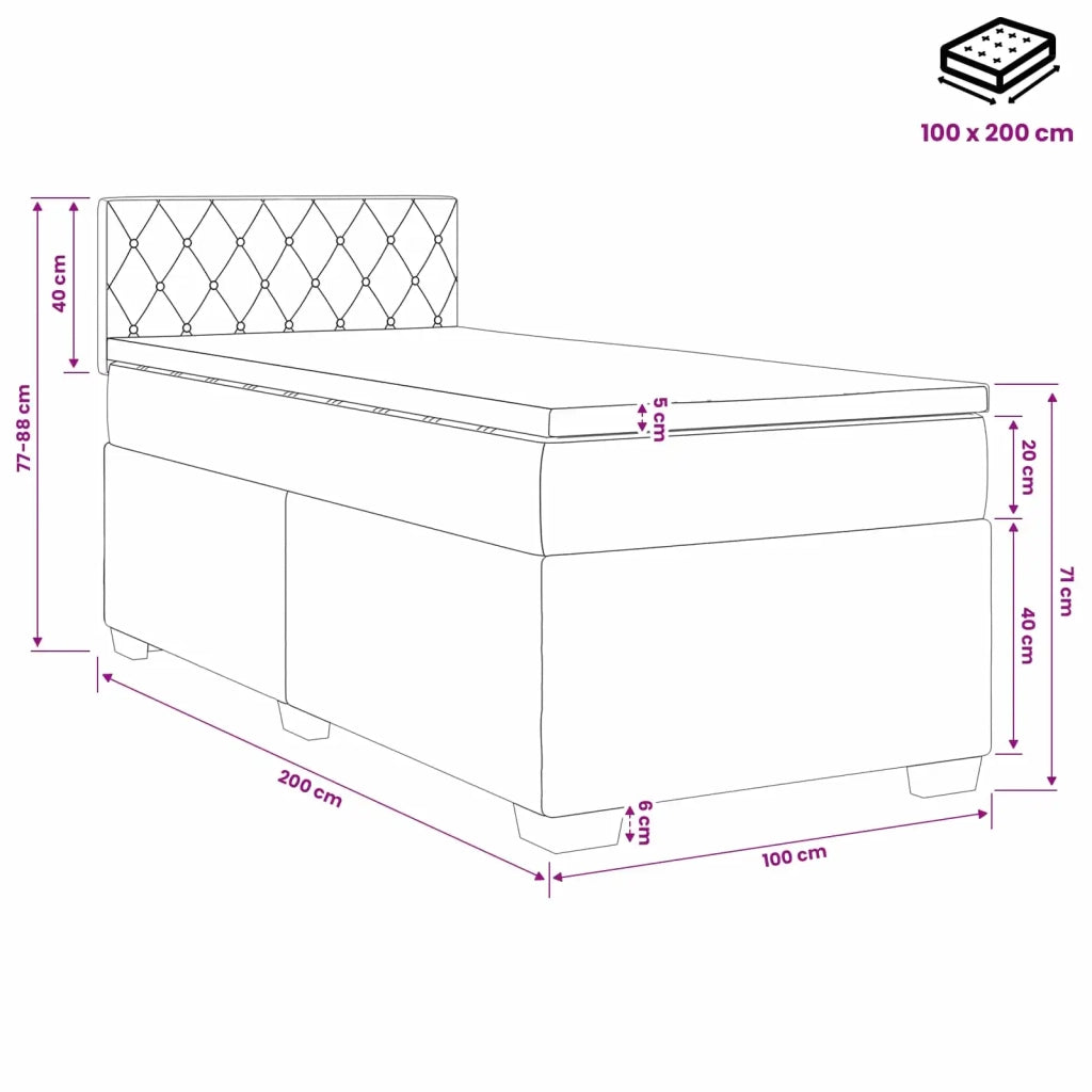Letto box spring con materasso Verde Scuro 100 x 200 cm Velluto 3450653