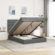 vidaXL Struttura Letto Pouf con Materasso 140x190 cm in Tessuto