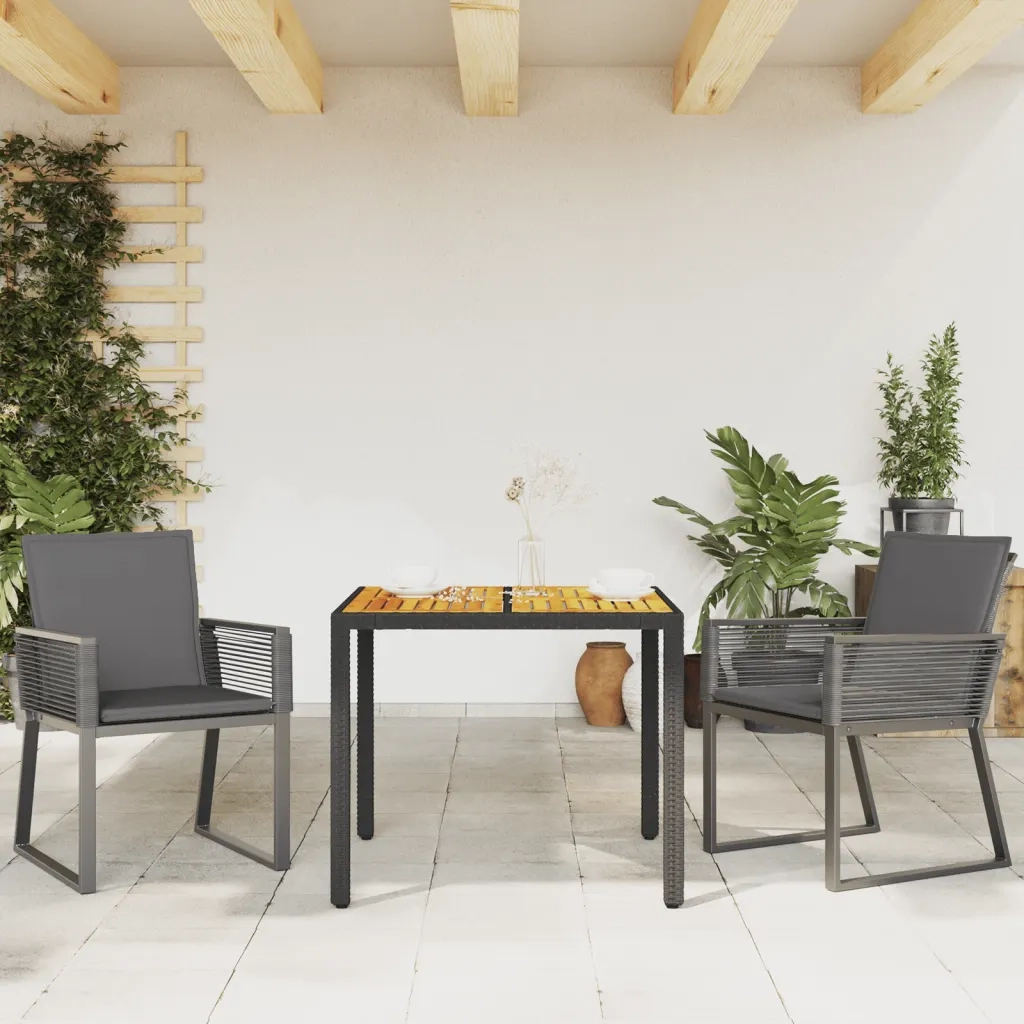 Sedie da Giardino con Cuscini 2 pz | Sedie da Esterno Nere in Polyrattan
