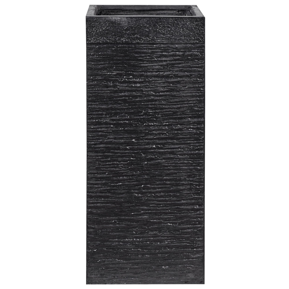 Vaso per fiori Fioriera alta in argilla in fibra nera quadrata 26 x 26 x 60 cm Accessori da giardino per interni ed esterni