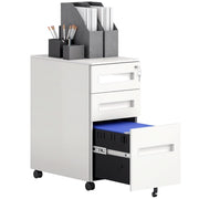 Cassettiera in Acciaio a 5 Ruote con 2 Cassetti e Vassoio ¨C Minimal ¨C 30x43.5x60 cm, Bianco