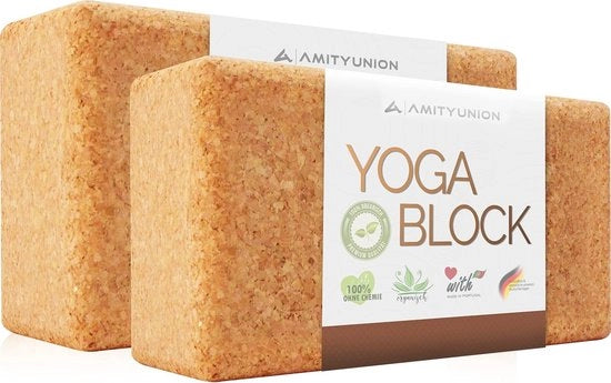 Set di blocchi yoga da 2 pezzi in cura 100% naturale - Klotz Hatha anche per principianti Meditazione & Pilates - accessori fitness strumenti per la regenerazione - schiena - due blocchi pezzo 75 mm