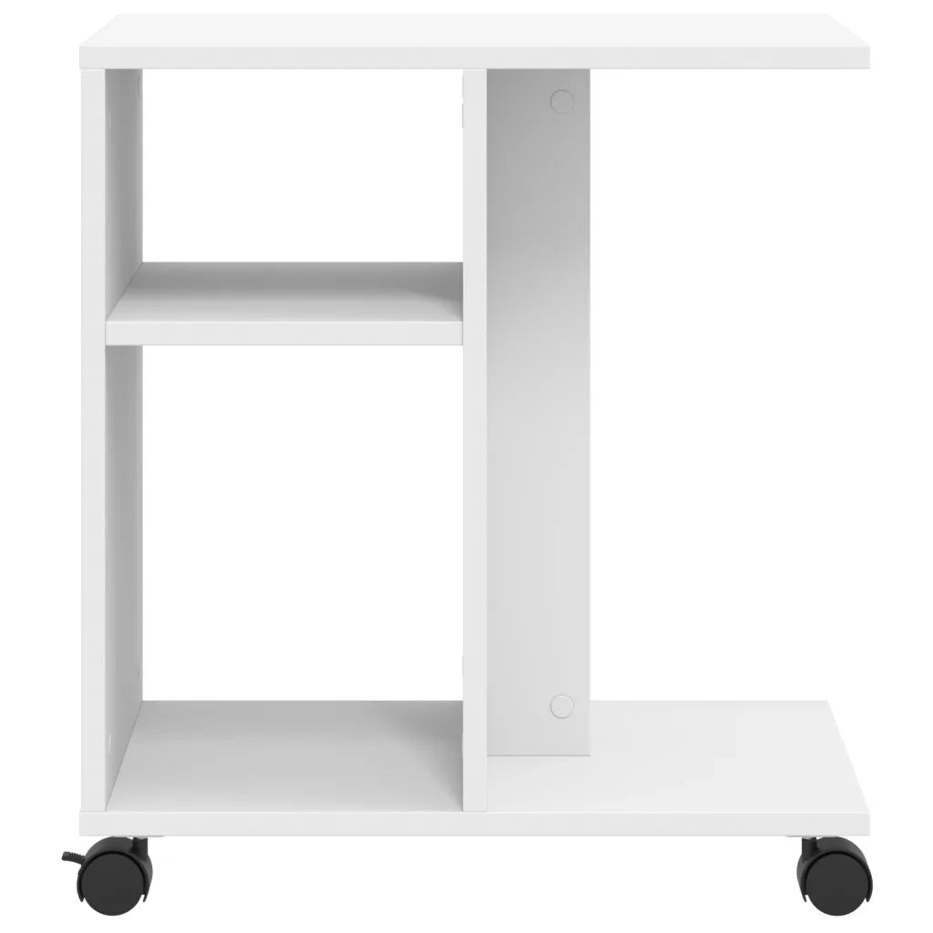 Tavolino | Tavolo laterale con Ruote Bianco 50x30x55 cm in Legno Multistrato