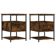 Set di 2 Comodini | Armadio da Notte | Mobiletto da notte Rovere Fumo 40x42x56 cm in Legno Multistrato
