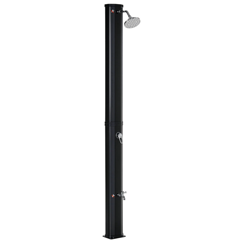 Doccia solare esterna 35L per giardino spiaggia piscina con pomma e rubinetto ¨C zephmum ¨C nero 17.5x14.5x216 cm