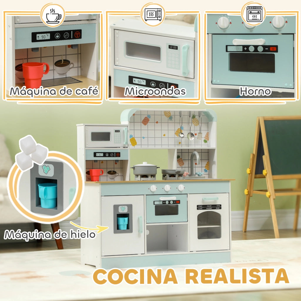 Cucina Giocattolo per Bambini con Suoni Lavello Rubinetto Microonde Macchina Caff¨¨ Ghiaccio ¨C Xylo ¨C Bianco