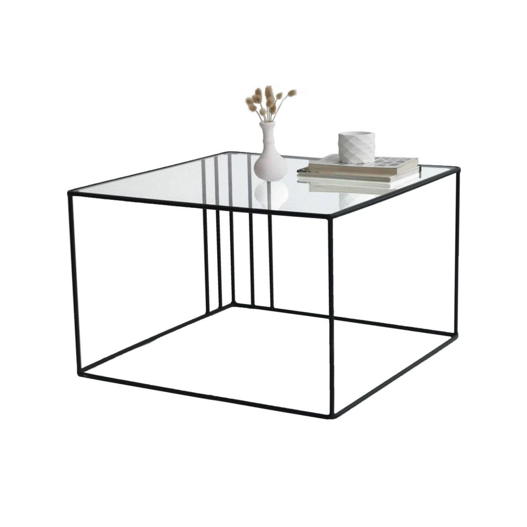 Giacinta, Tavolino da Salotto Forma Quadrata, 55x55x36h cm Nero
