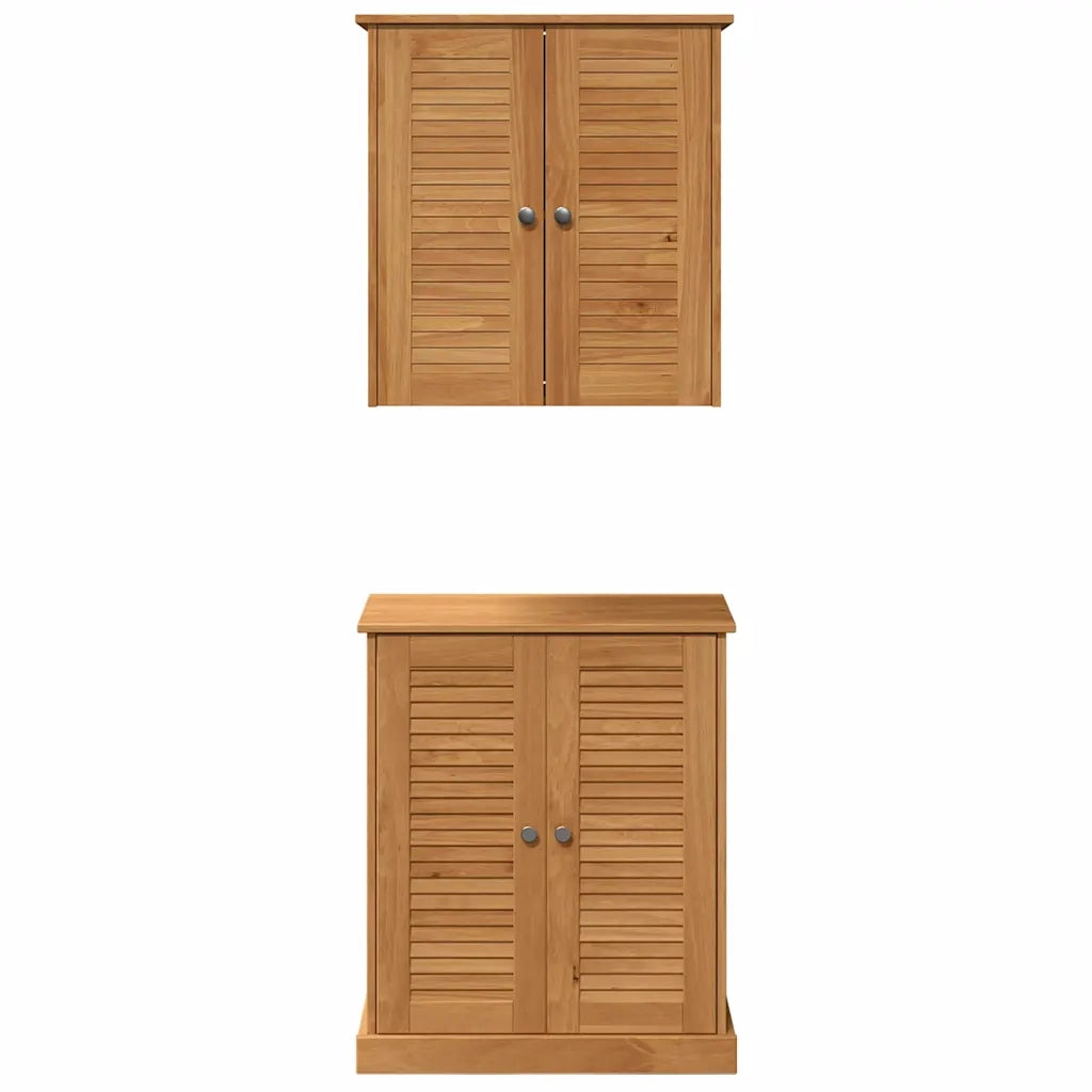 Set di mobili per il Bagno | Armadio da bagno VIGO 2 pz Marrone e Marrone Miele
