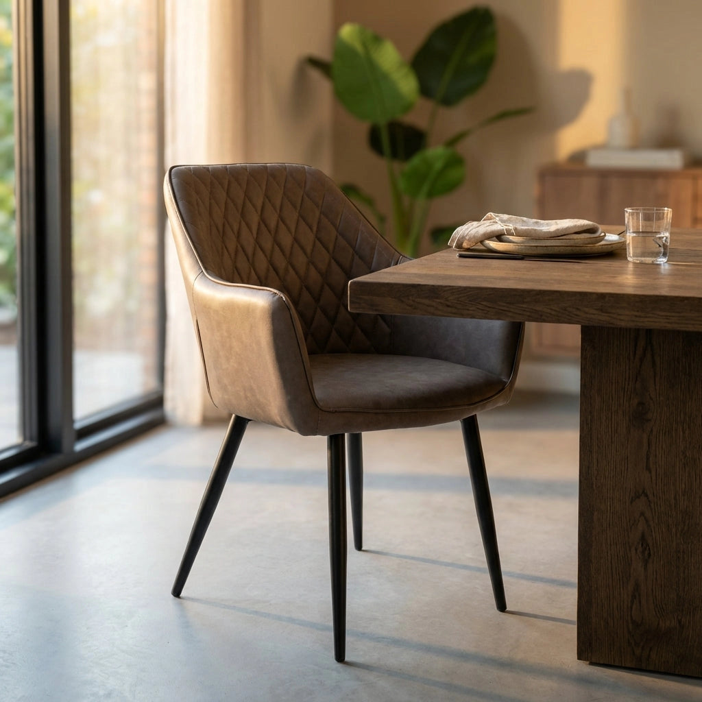 Poltrona per Sala da Pranzo in Ecopelle Metallo cm 48x62x83 - ROBIN