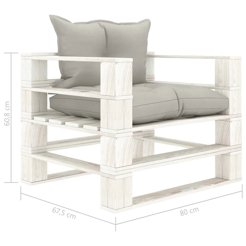 Poltrona da Giardino Pallet con Cuscini Tortora in Legno 3052396