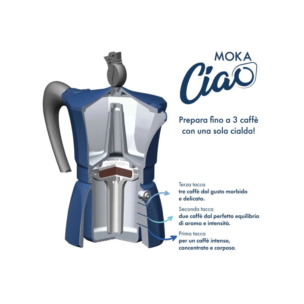 Borbone Moka Ciao Induzione Pro+ Argento/Blu + 15 Cialde Blu Omaggio