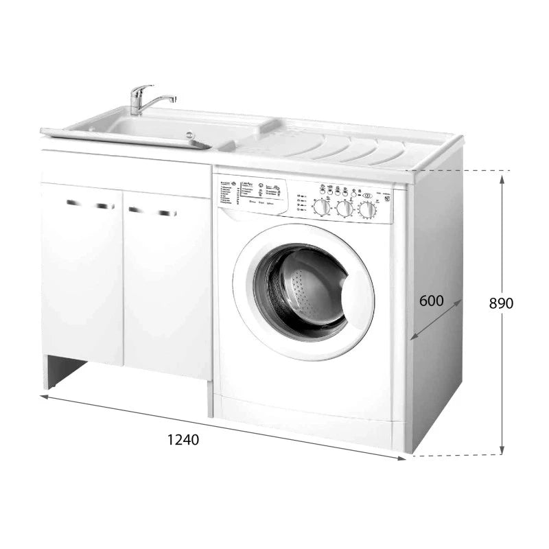 Lavatoio Classica con coprilavatrice 124x60 - Vasca a destra