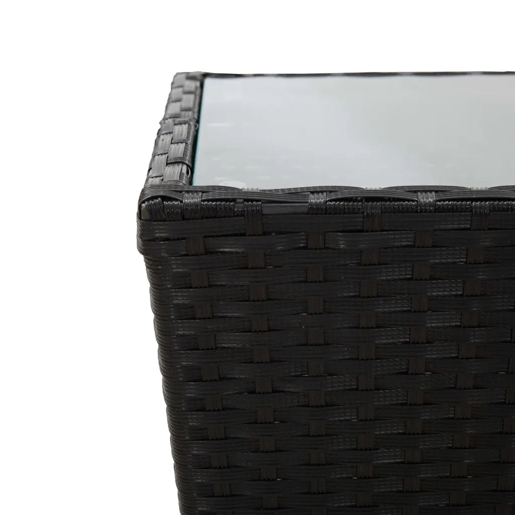 Set da Bistrò 3 pz con Cuscini Nero Polyrattan e Vetro 3278740