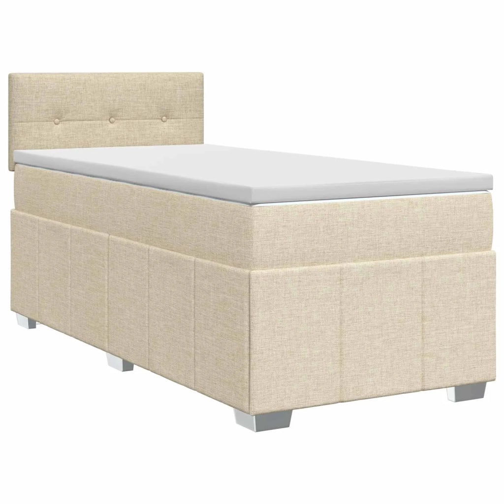 Letto box spring con materasso Crema 100 x 200 cm Tessuto 3451148