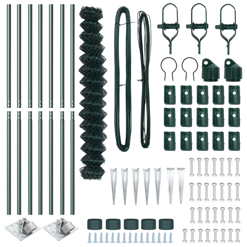 Recinzione a Maglie con 7 Picchetti 1.6x10 m Acciaio Zincato
