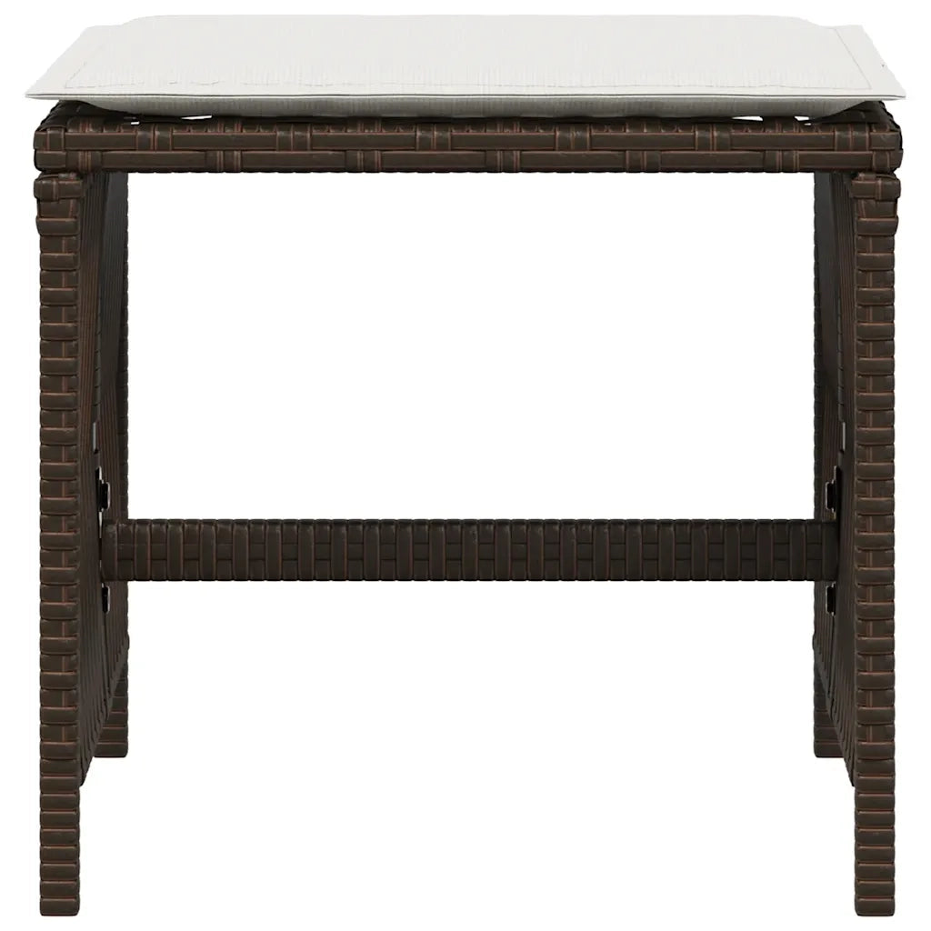 Sgabelli Giardino con Cuscini 4pz Marroni 41x41x36cm Polyrattan