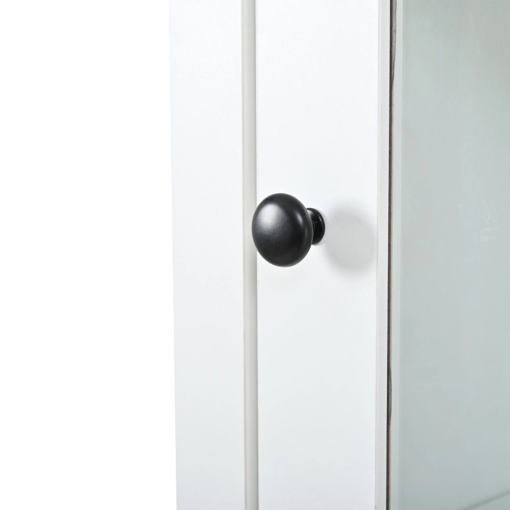 Vetrina alta con LED, 2 ante e 1 cassetto, 5 ripiani e vani contenitore, per soggiorno, in truciolato bianco 55 × 40 × 200 cm