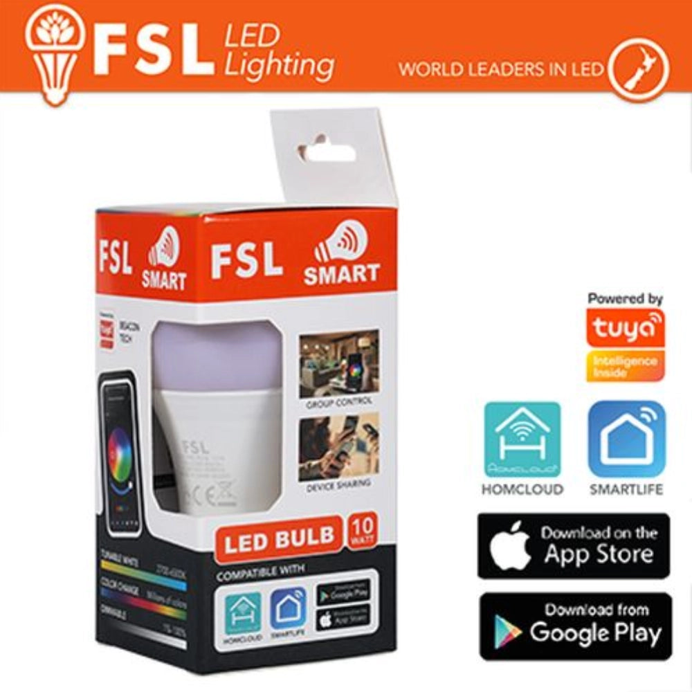 Fsl lampadina smart led e27 rgb+cct dimmerabile 10w compatibile wifi app