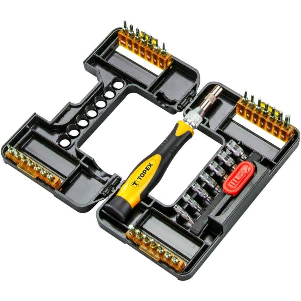 Topex 39d343 set di punte giravi vite con cricchetto 37 pezzi