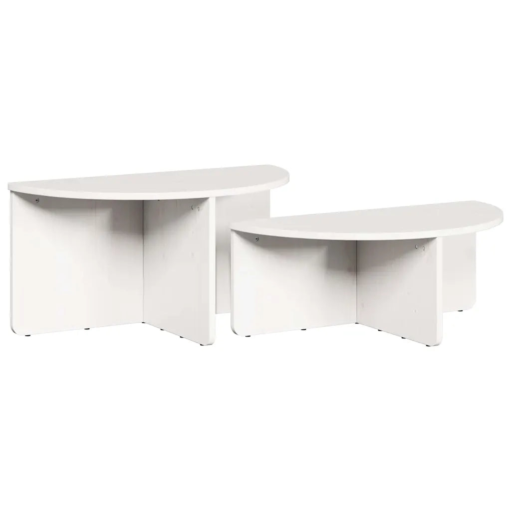 Tavolino da salotto 2 pcs Bianco Legno di pino massello 873536
