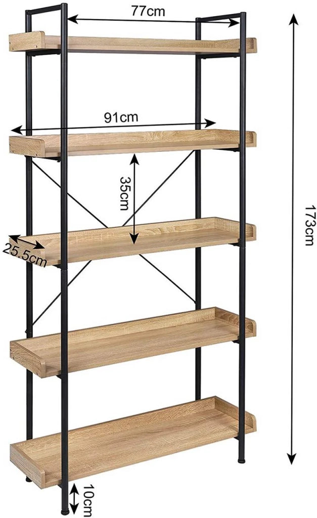 Scaffale indipendente con 5 ripiani 91 × 25,5 × 173 cm rovere chiaro 19_0000144
