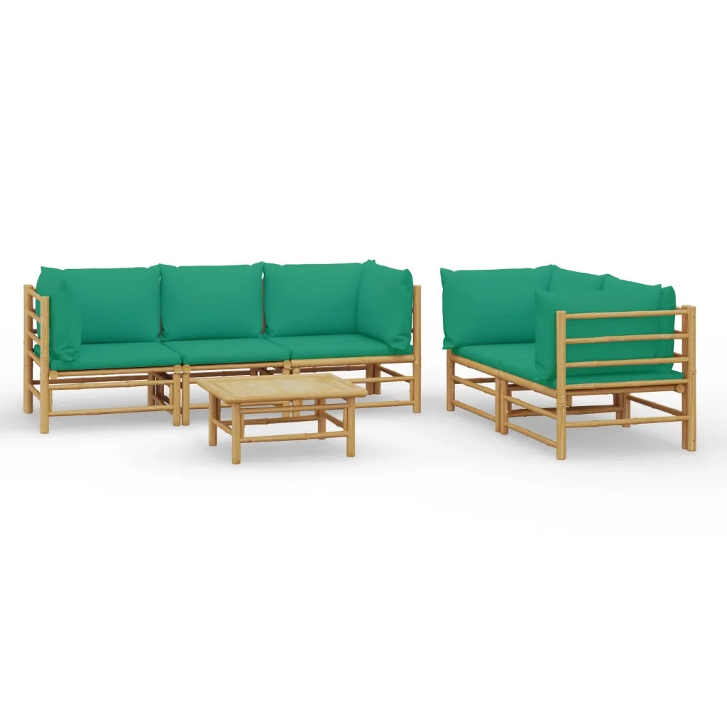 Set Salotto da Giardino 6pz con Cuscini Verdi BambÃ¹cod mxl 76326