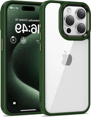 Hoes trasparente per iPhone 15 Pro - Caso protettivo - Anti-scalfia - Anti-abbagliamento - Bordezza morbida - Protezione militare - Verde - Adatto per 6,1 pollici.