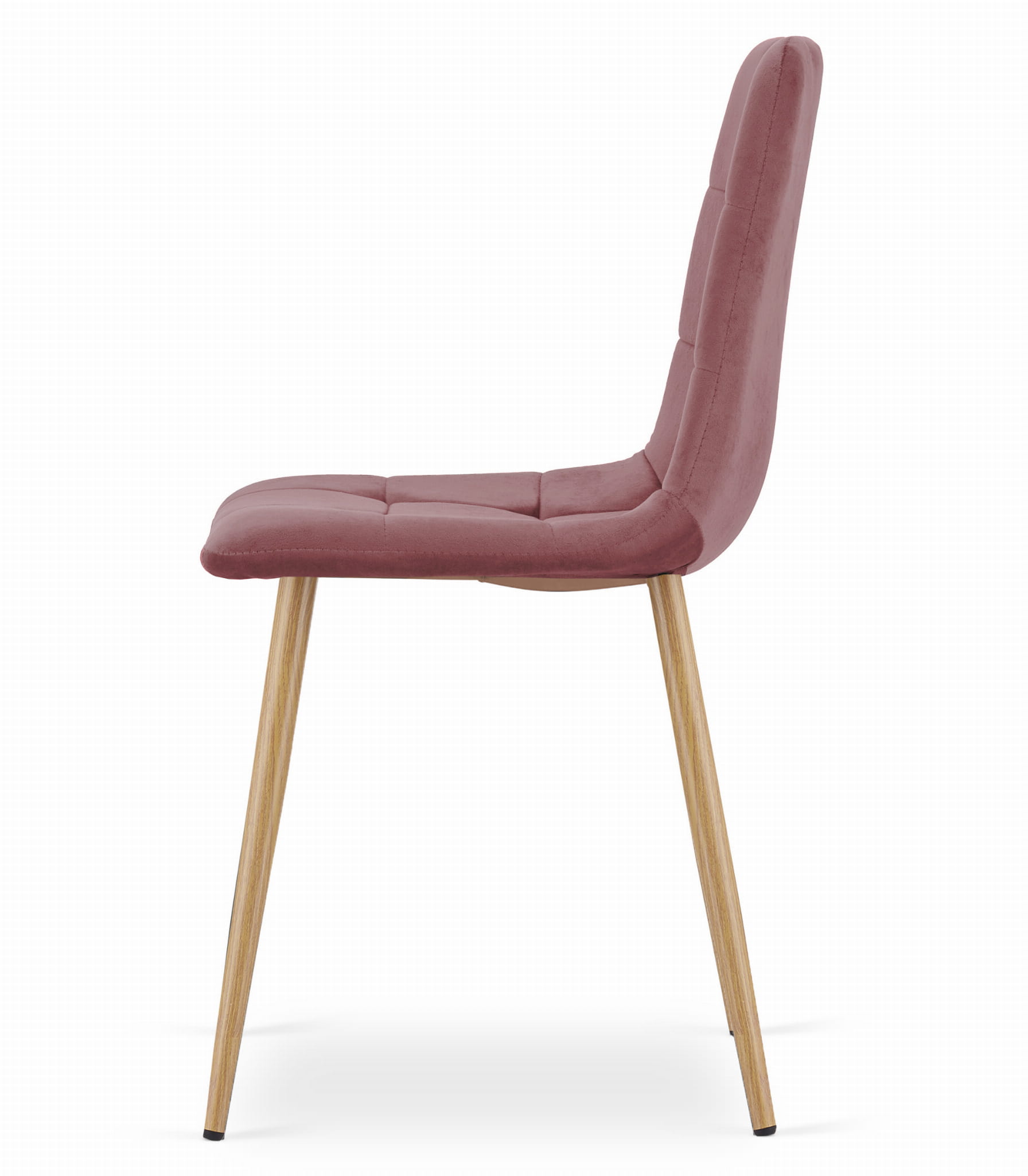 Sedia Valora PYRA in velluto rosa con gambe in legno, design moderno x2